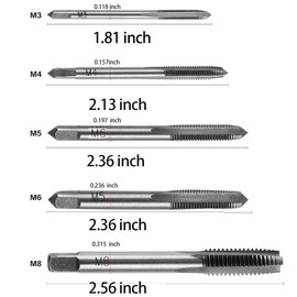Silver Metric Metal Hand Thread Taps, 6pcs M3-M8 Ratchet Tap Re-Threading Tool, Adjustable Tap Threading Wrench Set，Combination for Tap and Die Sets Cutting External and Internal Thread