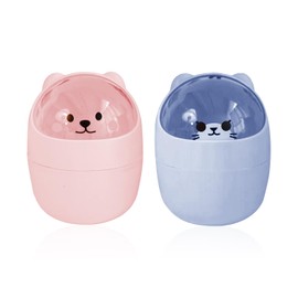 NIDHFG 2 Pieces Cute Mini Desktop Trash Cans, Creative With Lid, Fun Multi-Function Storage Box, Convenient Trash Cans.