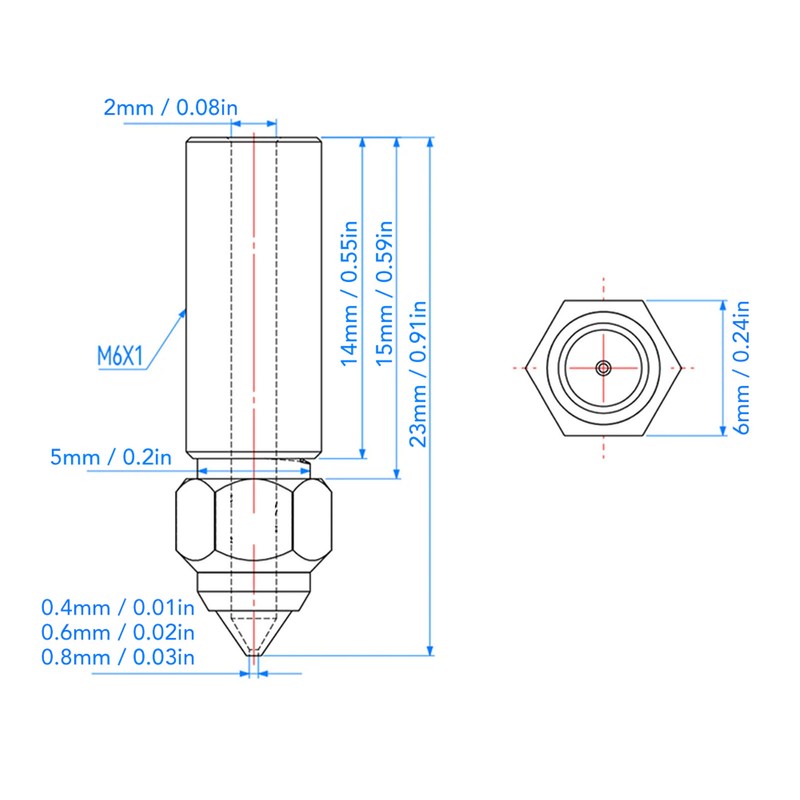 3Pcs 3D Printer Extruder Nozzle 1.75mm M6 High Speed Hotend
