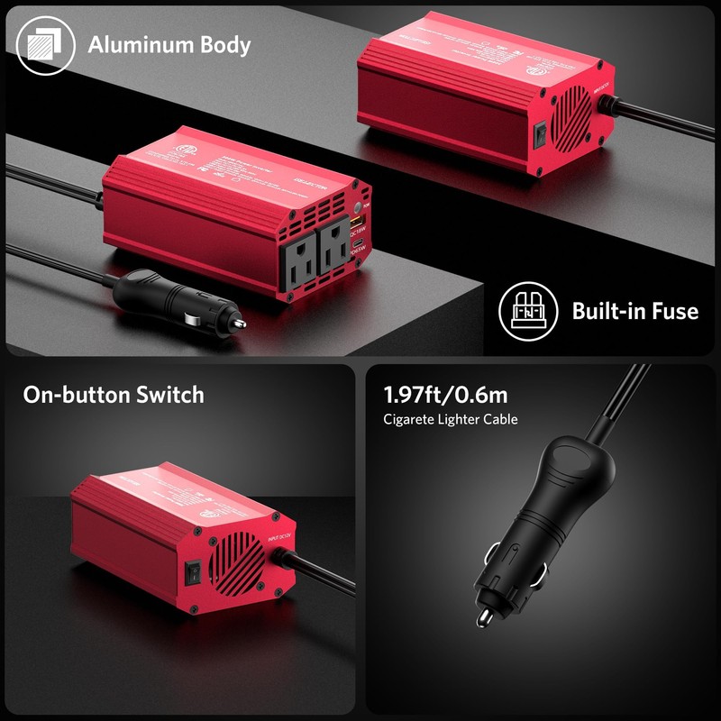300W Power Inverter DC 12V to 110V AC Car Outlet