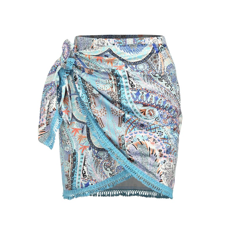 ZAFUL Slit Skirt for Women Boho Print Tie Side Wrap