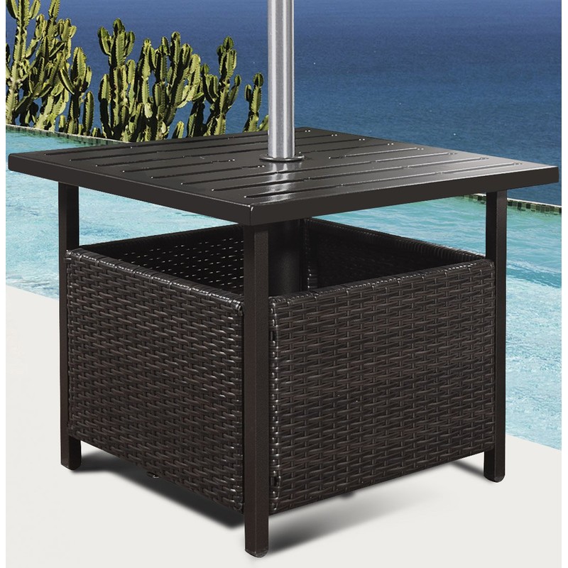 Casart Bistro Table Outdoor Wicker Umbrella Stand W/Umbrella Hole Pool