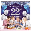 Happy 22nd Birthday Banner Backdrop Navy Blue Balloons Confetti Stripe