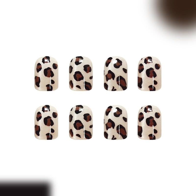 Aurora Leopard Glitter Stick On False Nails