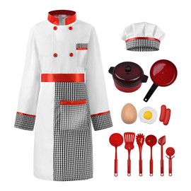 ReliBeauty Children's Chef's Costume with Hat and All Kitchen Utensils for Boys and Girls, 110