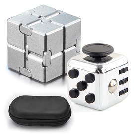 SALUDABLE Fidget Cube Infinity Cube Infinity Stress Relief Toy Set (Silver)
