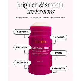 Truly Unicorn Fruit Aluminum Free Deodorant | Cotton Candy Scent | Natural Deodorant for Brighter and Smoother Underarms - 3 Oz