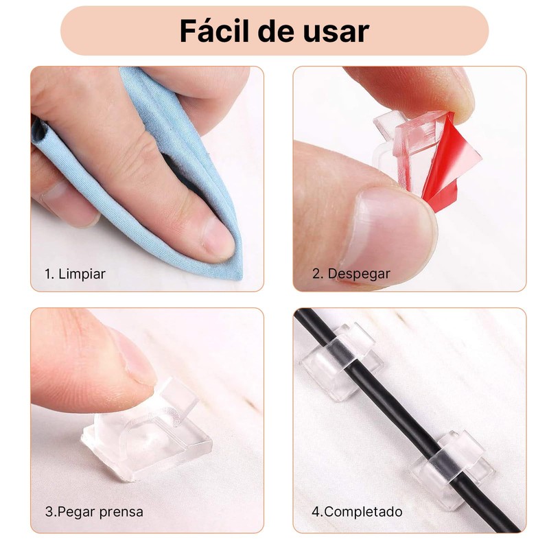 OSALOLO 55 Piezas Clips Organizadores de Cables Autoadhesivos, Soportes de