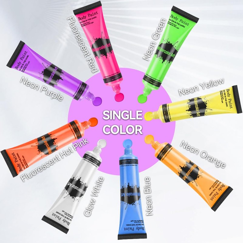 AOOWU Face Body Paint Cream, 3 Colours UV Make-Up Black