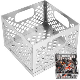Pasimy 12 x 12 x 7.5'' Charcoal Fire Basket for Offset Smoker Stainless Steel Fire Basket for Smoker BBQ Grill Accessories