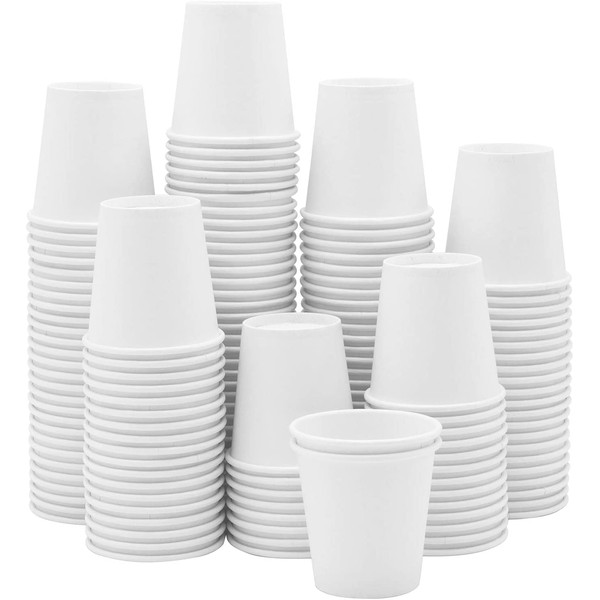 [300 Count] 3 oz. White Paper Cups, Small Disposable Bathroom, Espresso, Mouthwash Cups