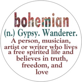 Kiwi Gifts Bohemian Definition - Gypsy Wanderer - 3 Inch Circle Sticker 3" x 3"