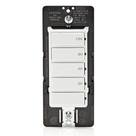 Leviton Countdown Switch for Lights, attic, heaters, Pool Pumps, 2-4-8-12 Hour, Neutral Wire Required, 20A, 1 HP/16A Fan/Motor, Single Pole, Multi-Way or Multi-Timer, DT212-1LW, White