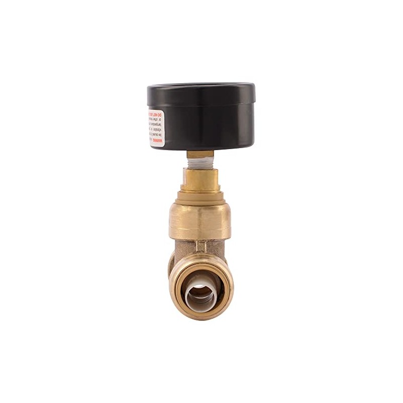 SharkBite 1/2 x 1/2 in Pressure Gauge Tee, Push-to-Connect Brass