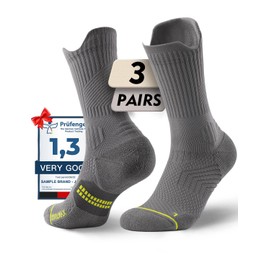 Juclise Coolmax Bamboo Viscose Compression Running Crew Socks, Hiking Basketball Moisture Wicking Cushioned Anti-Blister (CA/US, Alpha, Small, Regular, Regular, Midnight Grey)