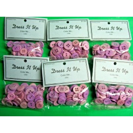 (6) DRESS IT UP COLOR ME LILAC CRAFT EMBELLISHMENT BUTTON LOT
