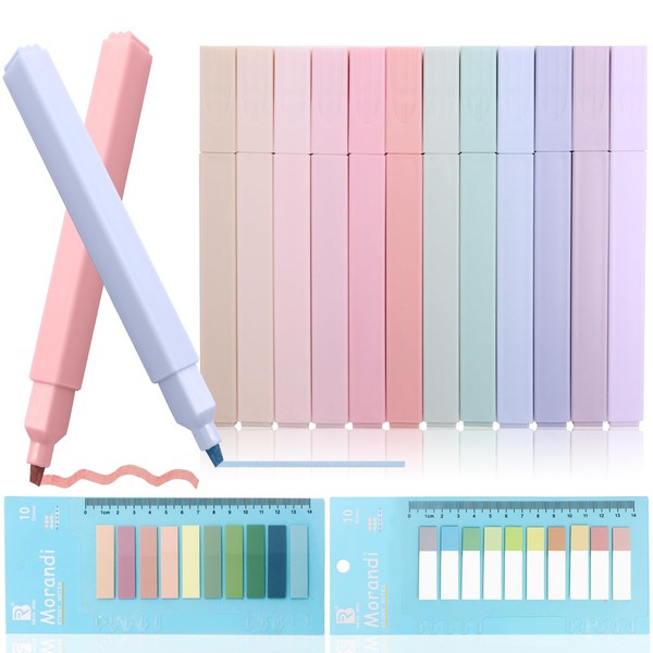 Scettar 12 Highlighters, Pastel Markers, Set of 2 Stickers for