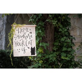 Moslion Cat Garden Flags Double Sided Cute Animal Kitten Home Is Where Your Cat Is Paw Word Yard Flag 12.5x18 Inch Burlap Banners Home Decorative Outdoor Villa