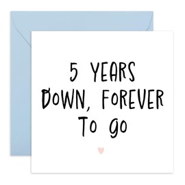 Central 23 5th Wedding Anniversary Card For Husband Wife - 5 Years Down, Forever To Go - Romantic Anniversary Cards For Husband Wife Boyfriend Girlfriend - Comes With Stickers