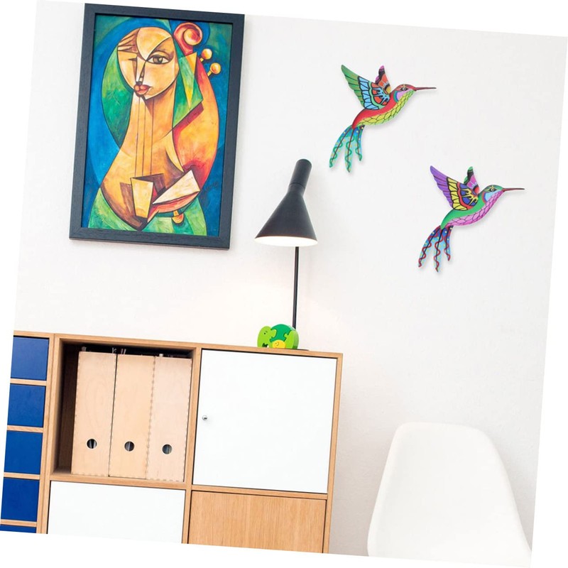 Mipcase 4Pcs Metal Hummingbird Wall Art Sturdy Iron Decor for