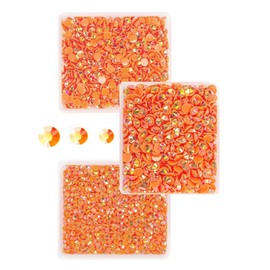 qiipii Orange AB Resin Rhinestones for Crafting 3mm 4mm 5mm Orange Red AB Flatback Jelly Stones Bulk SS10 SS16 SS20 Non-Hotfix Diamonds Gems for Nails Face Eyes Makeup Tumblers Bottle DIY Crafts Decor