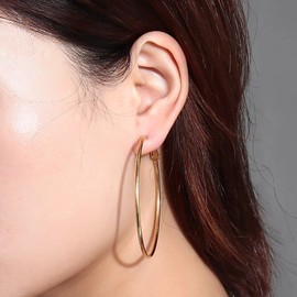Women's Gold Plated Hoop Earrings Diameter 60mm Elegant Gift valentines present