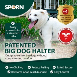 Sporn Big Dog Halter No Pull Dog Harness for Large Dogs, Black Large Dog Harness No Pull, with Padded Neoprene Sleeves No Pull Harness for Large Dogs, Provides for Extra Large Breeds