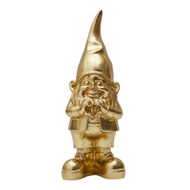 MicDecor Gold Gnomes Decoration (Hand Heart Gesture) 10in Small Elf Ornament Polyresin Home Figurine