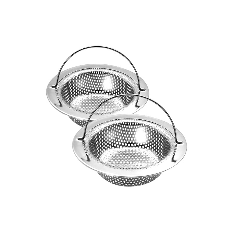 2 Pack Kitchen Sink Drain Strainer with Handle, Universal Stainless