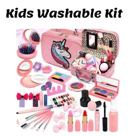 Kids Easter Day Washable Makeup kit for Girl, Pretend Play Toddler & Non-Toxic Make Up Set, Real Makeup Child Princess for Birthday, Easter Gift
