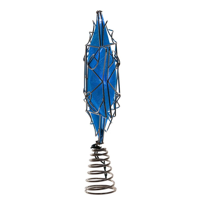 Kurt Adler UL 10-Light LED Silver and Blue Hanukkah Star