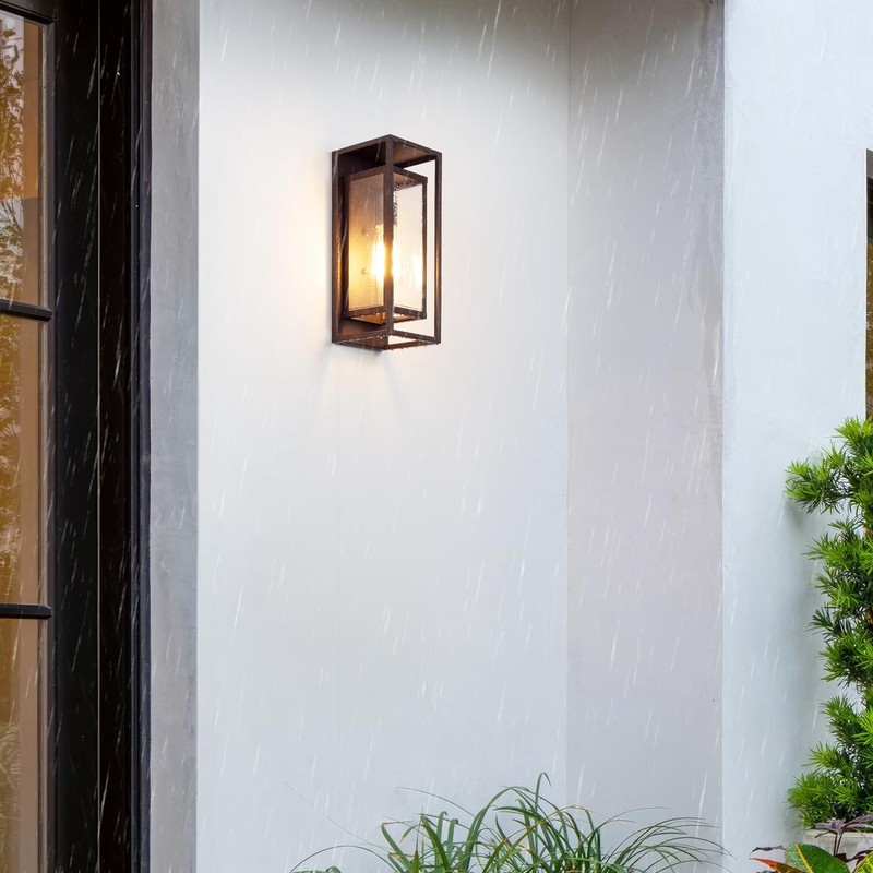 mirrea 14" Classic Outdoor Wall Sconce 1 Light in Rectangular