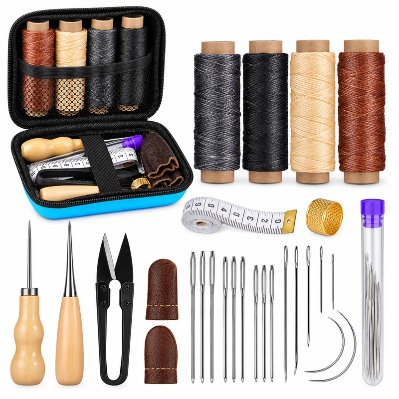 Leather Sewing Kit for Hand Stitching & Repairs – 28-Piece