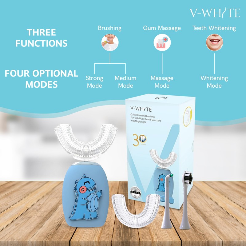 V-WHITE Electric Toothbrush Kids- Ultrasonic U-Shaped Toothbrushes for Teeth Whitening