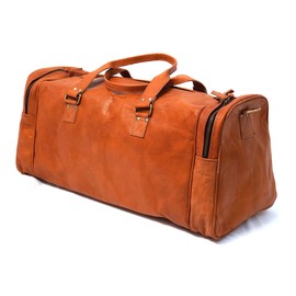 Large Leather 24 Inch Luggage Handmade Duffel Bag Carryall Weekender Airplane Travel Overnight Gym Sports Carry On Duffel Bag For Men And Women