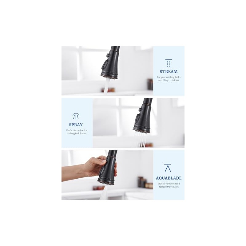 Kitchen Faucet Replacement Spray Head - with 15 Adapters, Pull