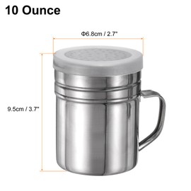 sourcing map 2pcs Salt Dredge Shakers 10 Ounce Stainless Steel Seasonings Spice Shakers with Handle and Lid for Salt Sugar Flour