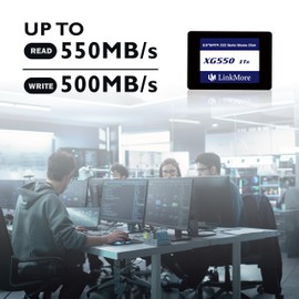 LinkMore XG550 SSD Interno SATA III (6Gb/s) de 1 TB de 2.5 Pulgadas, Unidad de Estado sólido, Velocidad de Lectura de hasta 550 MB/s, 2.5 Pulgadas para portátiles y PC de computadora
