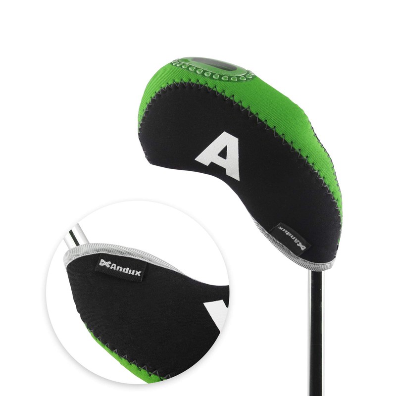 Andux Print Number Golf Iron Club Head Covers with Transparent
