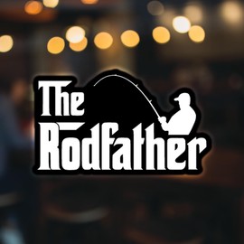 Fishing Rodfather Vinyl Decal Sticker | Cars Trucks Walls Vans Windows Laptops | White | 5.5 X 3.1 Inches | KCD1834