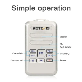 Retevis RT20 Mini Walkie Talkie,Wearable Walkie Talkies with Lanyard,Hands Free,USB-C,FM,Rechargeable Two Way Radio for Adults Office Healthcare Hospital Nursing Home School Retail (10 Pack)