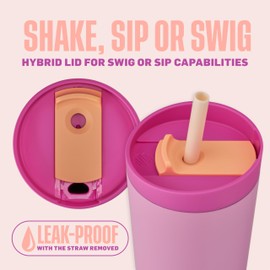 BlenderBottle 2-in-1 Insulated Stainless Steel Shaker Tumbler, Swig Leakproof Lid, Straw, BlenderBall, BPA Free, For Protein Shakes, Smoothies, And Pre Workout, 24 oz, Pink (Rose Petal)