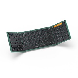 ProtoArc Foldable Bluetooth Keyboard, XK01 Folding Wireless Portable Keyboard with Number Pad, Full-Size Travel Keyboard for Windows iOS Android Tablet Smartphone Laptop PC - Dark Green