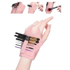 Makeup Mixing Palette, Silicone Makeup up Palette,Makeup Brush Cleaner, Multifunctional Makeup Tool for Mixing Foundation Eye Shadow Eyelash Nail Art Palette (Pink)