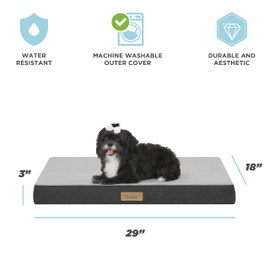 TailZzz Pet Mattress, Small to Medium Dog and Cat Mattress, 2-in-1 Cool Gel Infused with High Density Foam Calming Pet Mattress, Chew Proof Rectangle Crate Mattress, Anti-Slip Pet Bed, Dream, Ash Grey