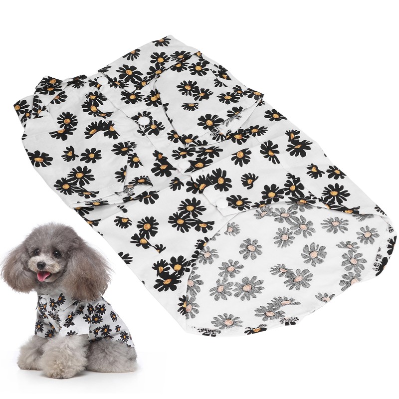 Daisy Print Dog Shirt Soft Breathable Flexible Pet T Shirt