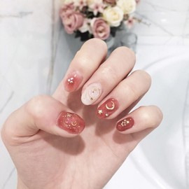 [Overseas] Nail Art Stickers, Character Nail Stickers, Nail Materials, New Star Moon Nail Stickers, Free Size/QF for Pregnant Women and Children 405 50ea