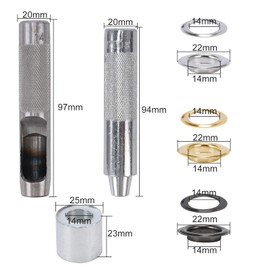 HO2NLE 120 Sets Eyelet Punch Kit 14mm Grommet Tool Kit Metal Grommets Eyelets Kit Tarpaulin Repair Kit Grommet Setting Tool with Storage Box Hole Punch Tool for Fabric Belt DIY(Silver Gold Black)