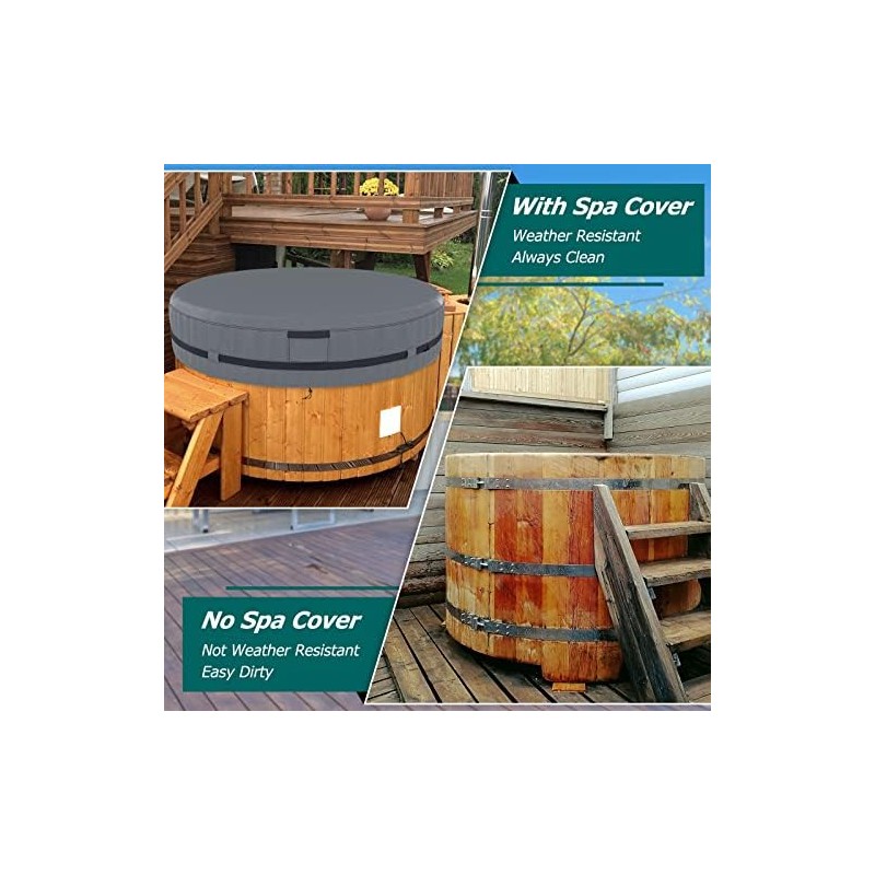 AKEfit Round Hot Tub Cover, 600D Polyester Waterproof for Hot