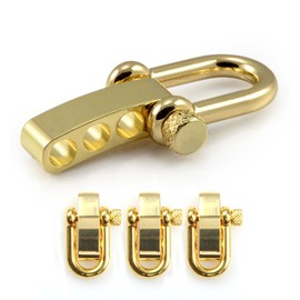 Ganzoo Stainless Steel Shackles Straight U Shape Twist Lock with Screw Bolts Surface Gold 3 Pack Size M Opening 19x10mm 5mm Material Thickness 23g DIY Accessories for Paracord 550 Bracelets